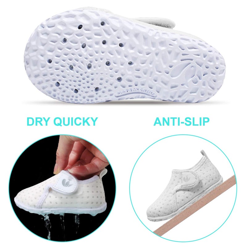 FEETCITY Water Shoes Quick Dry Barefoot Aqua Socks Swim Surf Pool Beach Yoga Shoe for Baby Boys and Girls White 12-18 Months Infant - Image 3